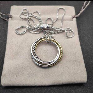 David Yurman Triple Interlocking Ring Pendant Necklace